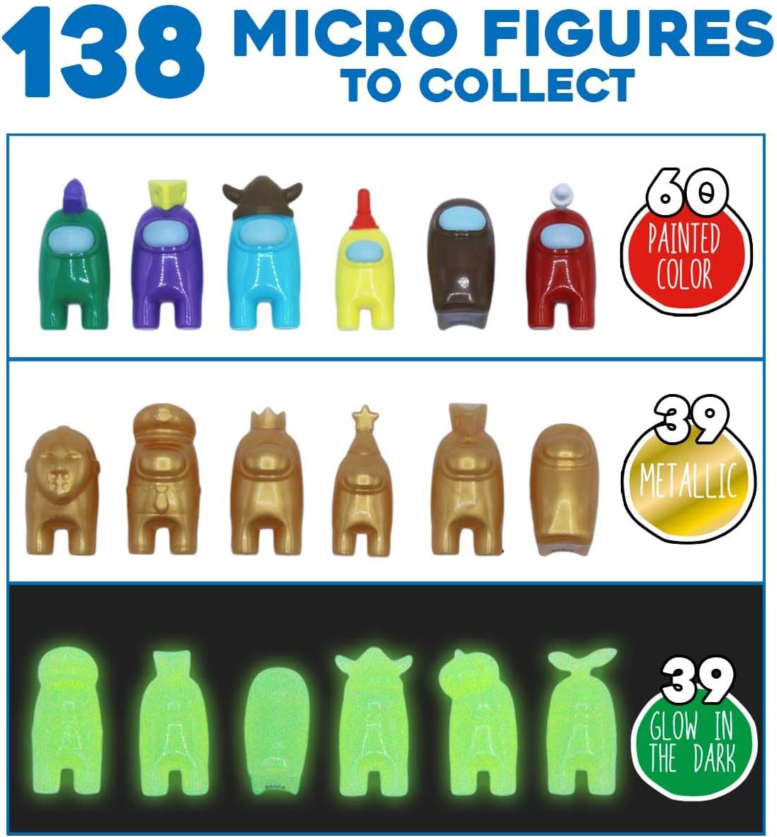 Just Toys Among Us micro figures glow-in-the-dark variant showcase