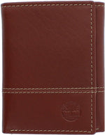 Timberland leather wallet close up of debossed logo