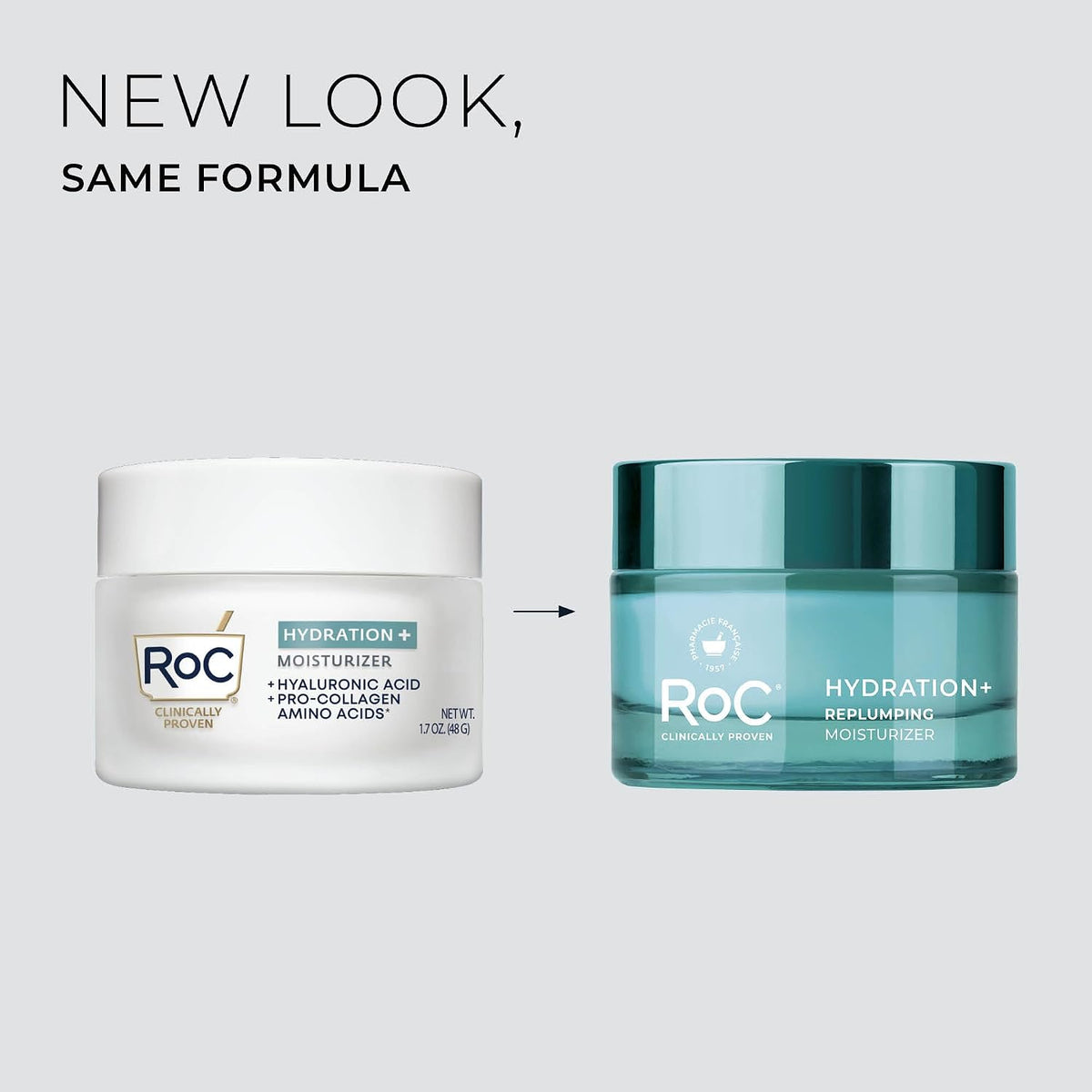 RoC Hydration+ Hyaluronic Acid Moisturizer Face Cream Fragrance Free Sensitive Face Moisturizer with Collagen Proteins 1.7 Ounces with Retinol Eye Cream Packette - Image 9