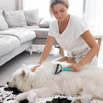 Generic green pet grooming brush for thick coat maintenance