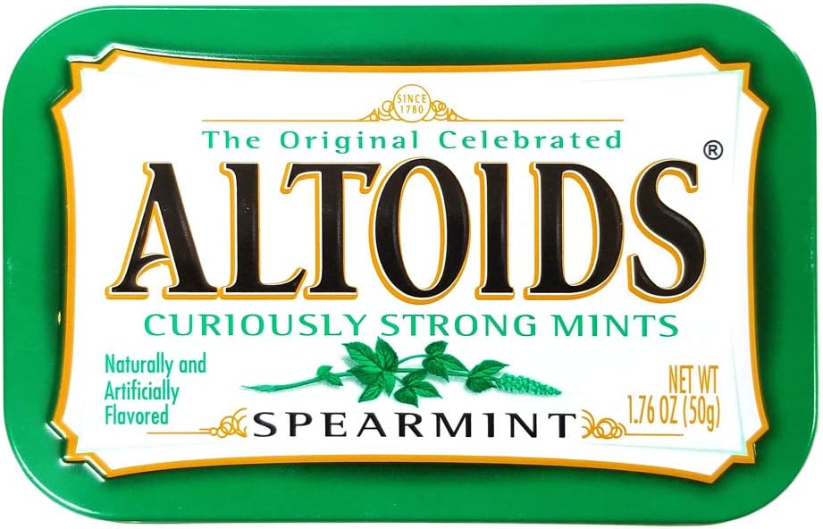 Altoids spearmint mints front view tin fresh breath