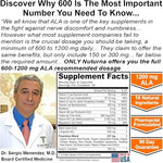 Nuturna Alpha Lipoic Acid supplement ingredients label