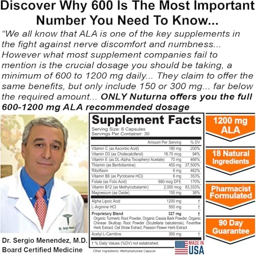 Nuturna Alpha Lipoic Acid supplement ingredients label