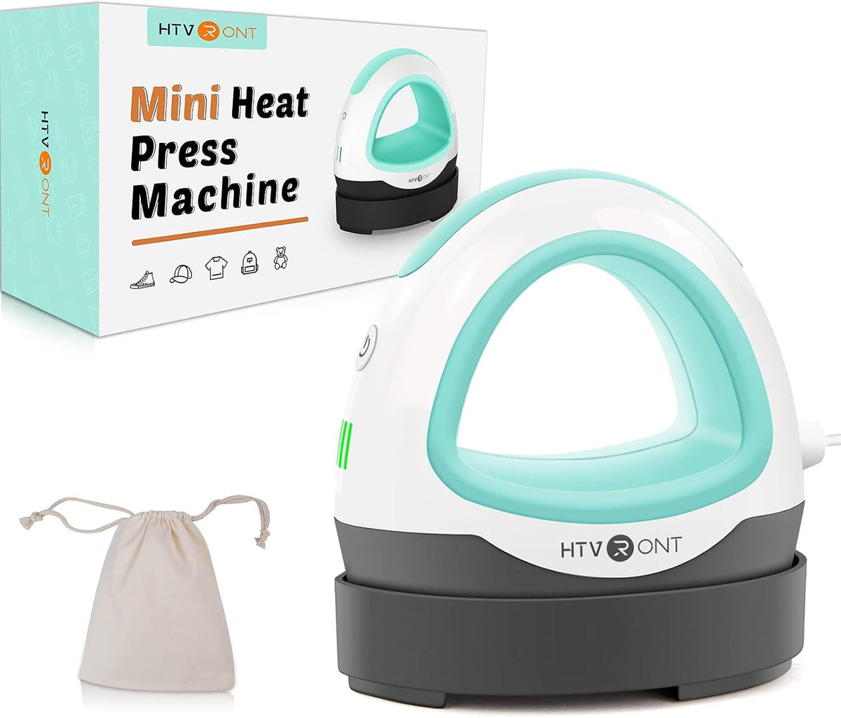 HTVRont mint green small heat press machine front view