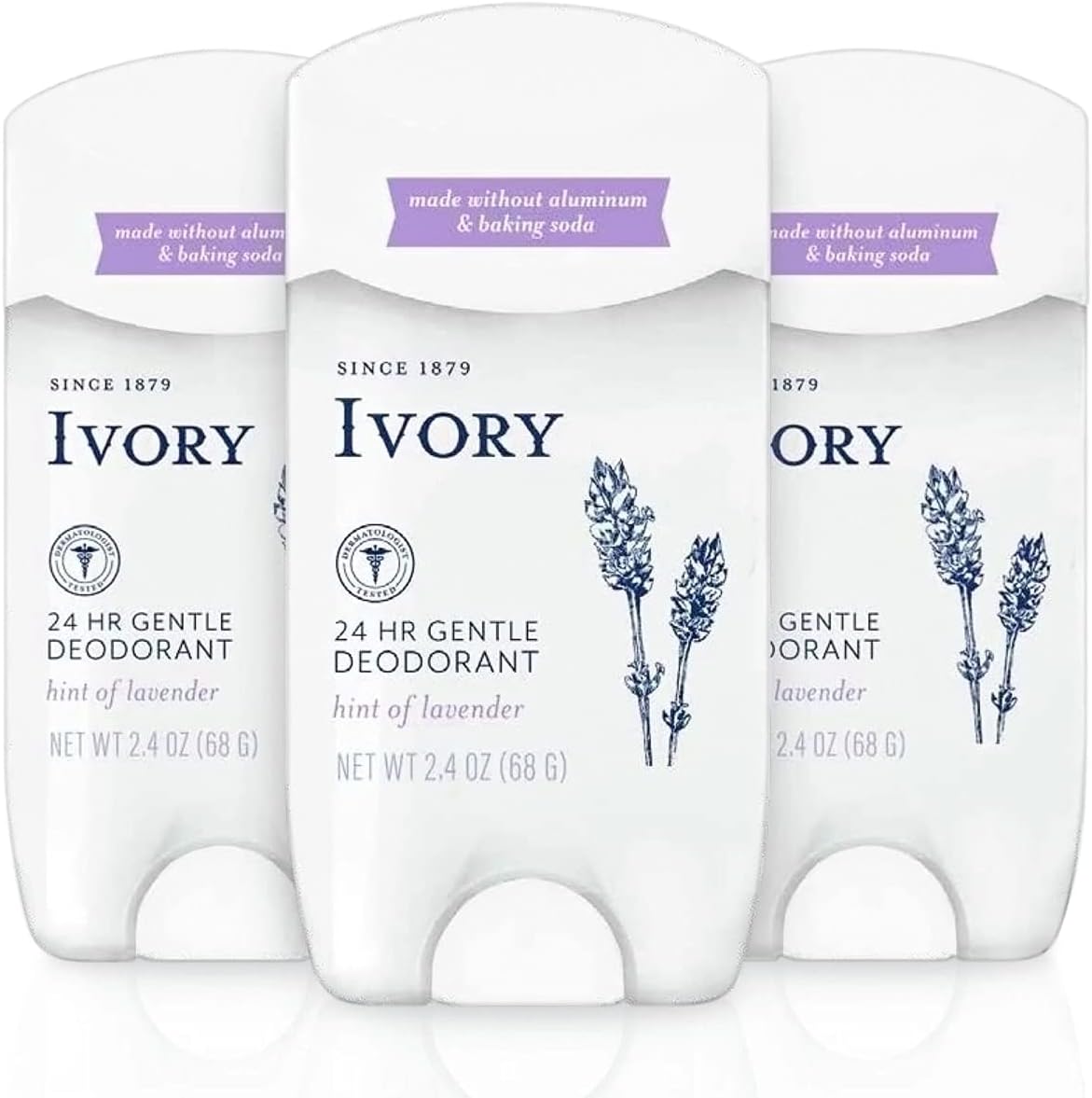 Ivory Deodorant, Hint of Lavender, 2.4 Ounce (Pack of 3) - Image 1