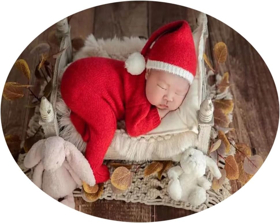 Vedory Christmas newborn baby crochet Santa outfit front view
