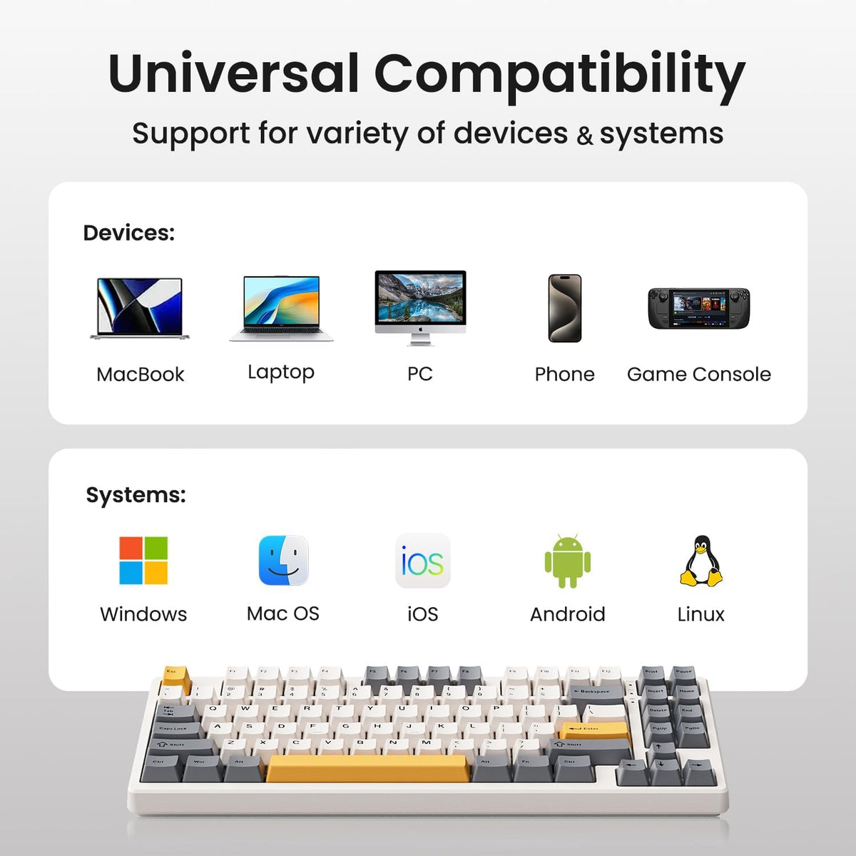 Kisnt KN85 keyboard showing hot swappable switch sockets and linear switches