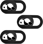 FanNicoo webcam cover slide panda pattern front view on a laptop screen
