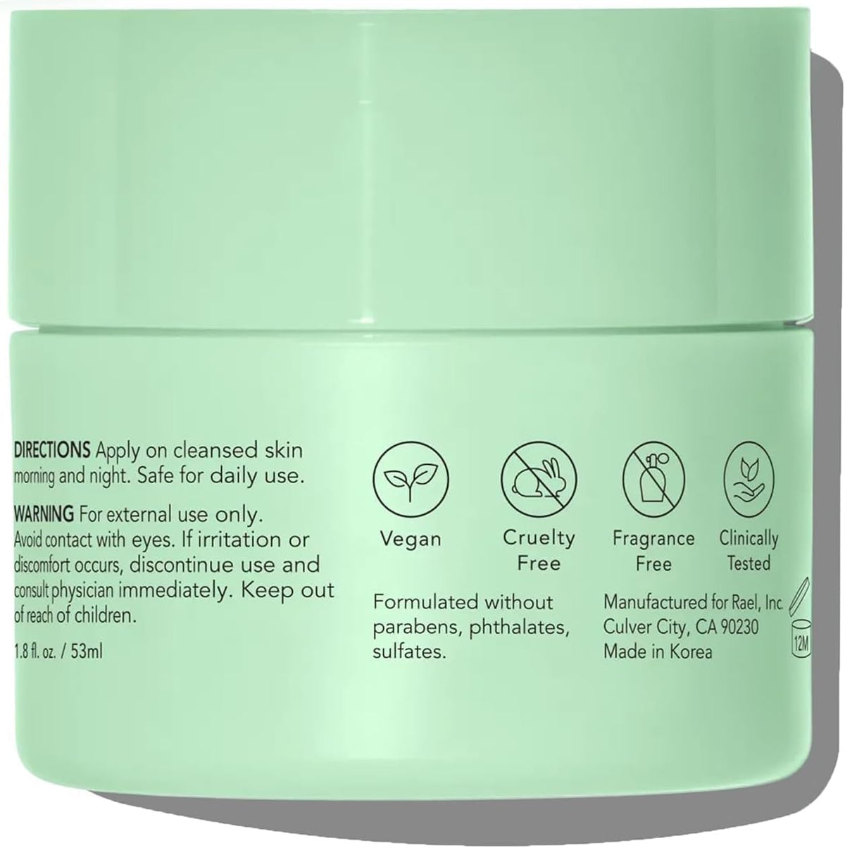 Rael authentic USA imported lightweight Korean skincare face cream packaging