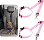 Pet safety seat belt connected to a harness in vehicle