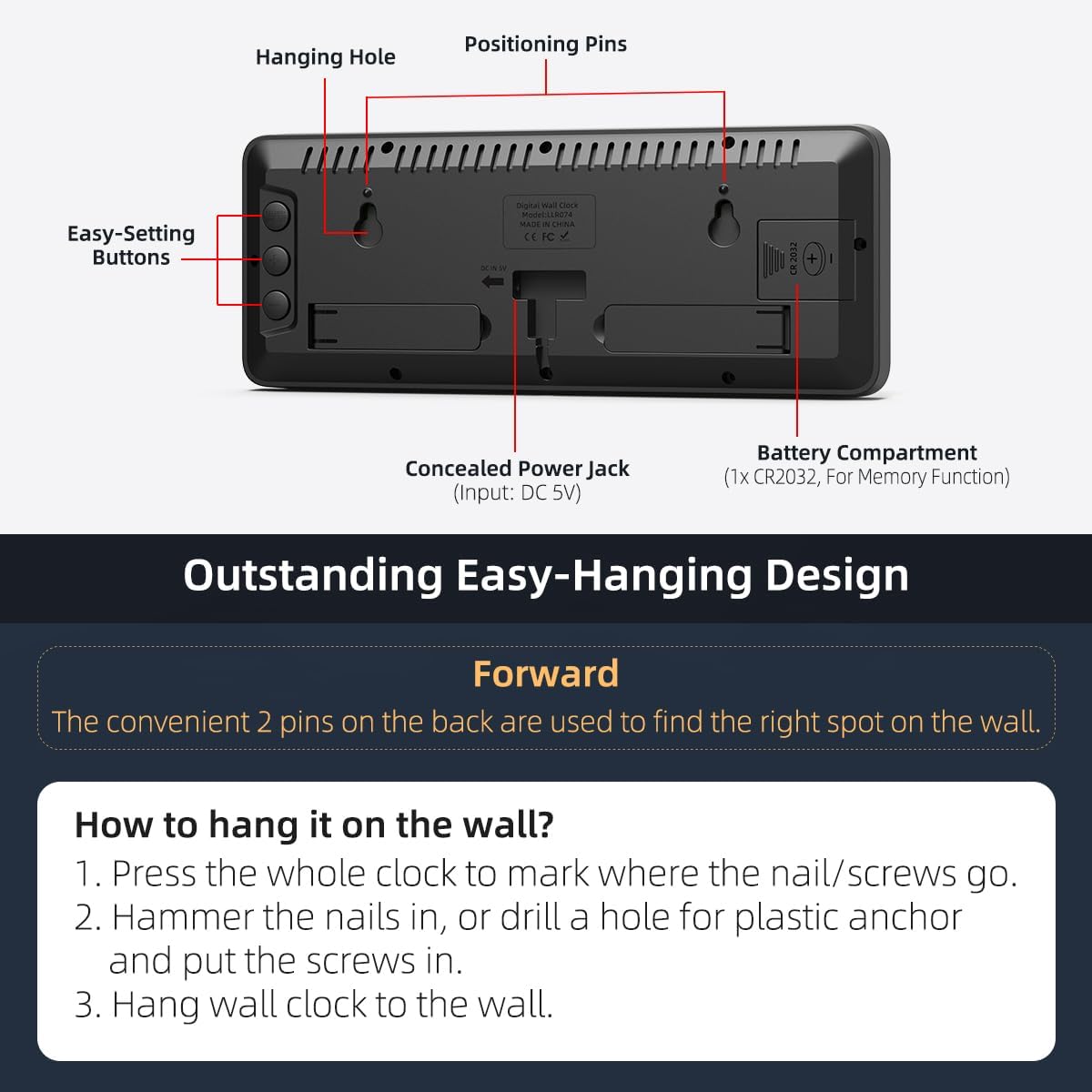 Xuanzit digital wall clock placed in a professional office workspace