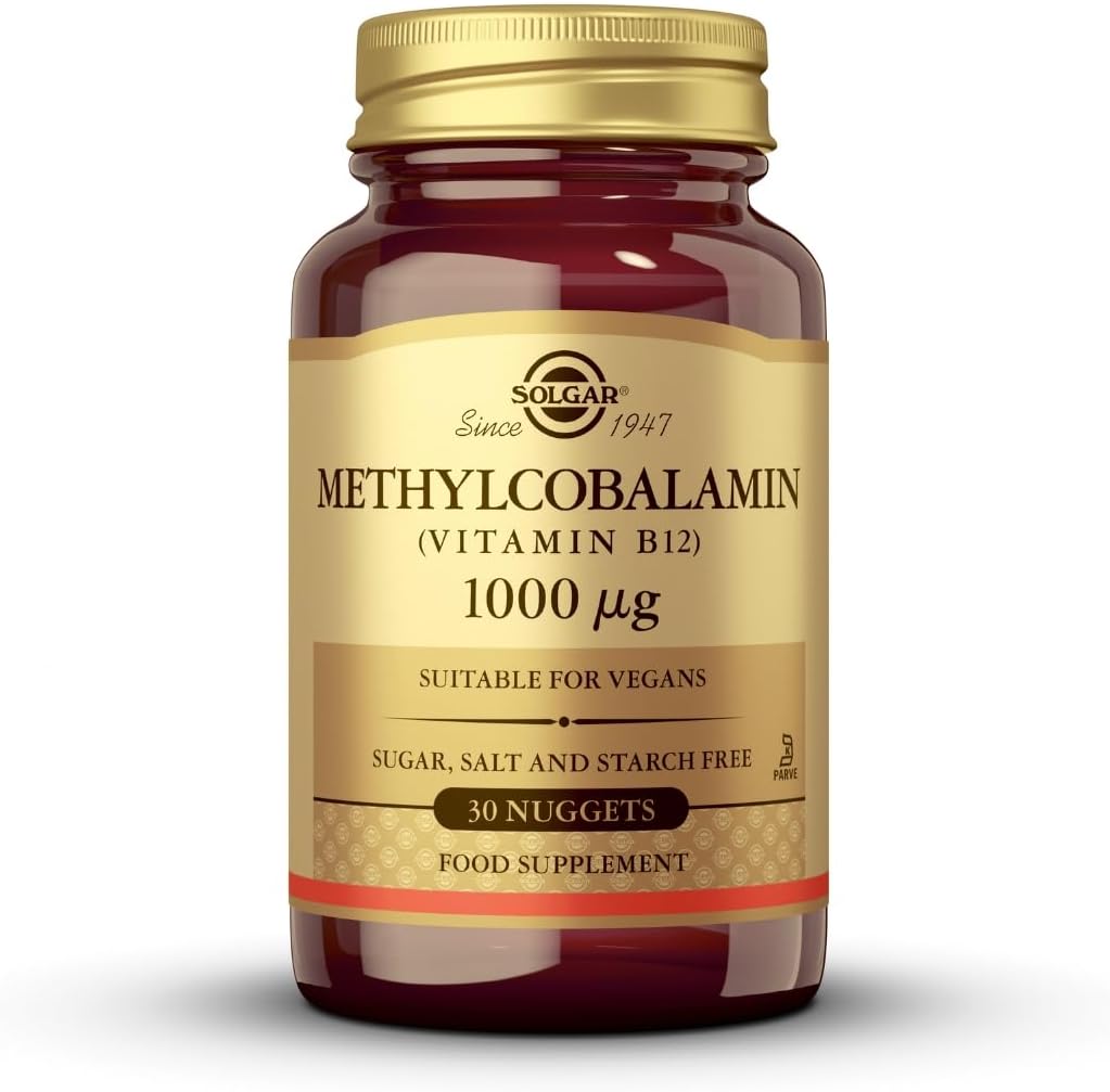Solgar Methylcobalamin Vitamin B12 1000 mcg 30 Nuggets front view bottle