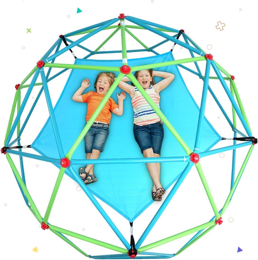 Zupapa Climbing Dome Hammock front view installed inside an outdoor geometric playground climber