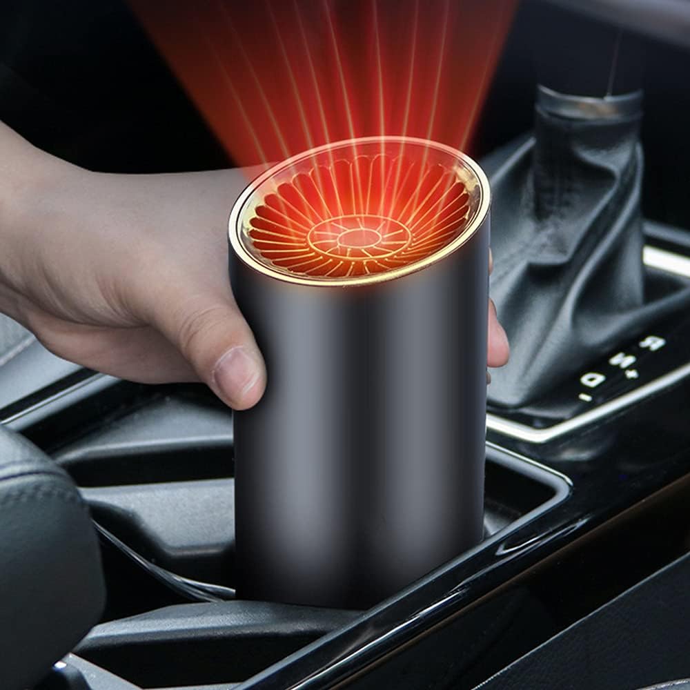 Shuang Qing portable car heater defroster front view mounted on dashboard