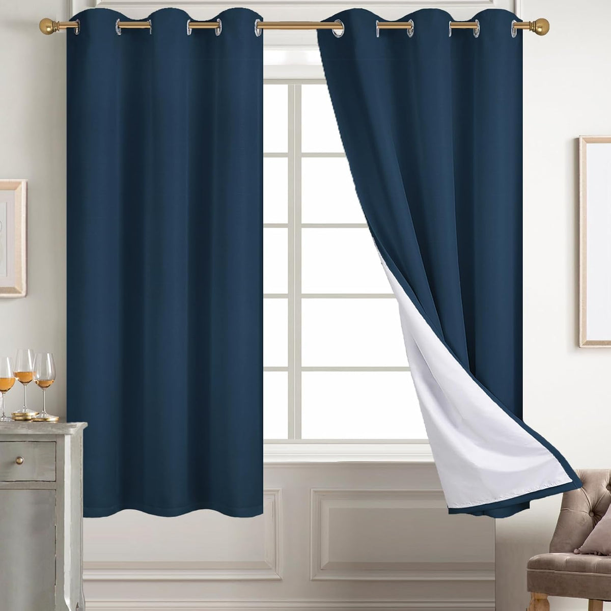 Diraysid 100% Blackout Curtains Black Linen Curtains for Bedroom Grommet Thermal Insulated Room Darkening Drapes (2 Panels, W38 x L84 Inch) - Image 15