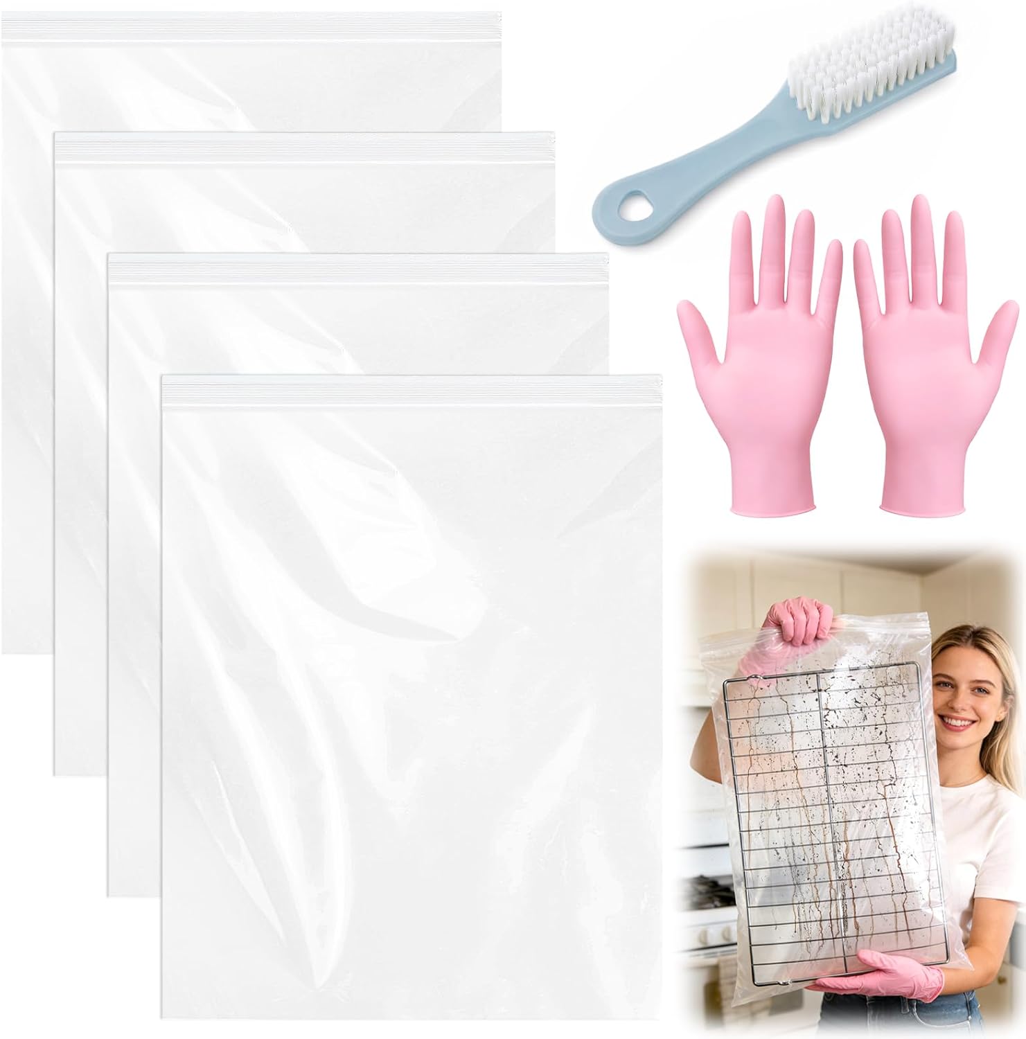 Juome reusable oven rack cleaning bags kit front view.