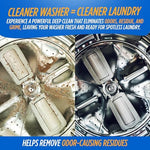 Septic safe washing machine cleaner with four cleanings per bottle