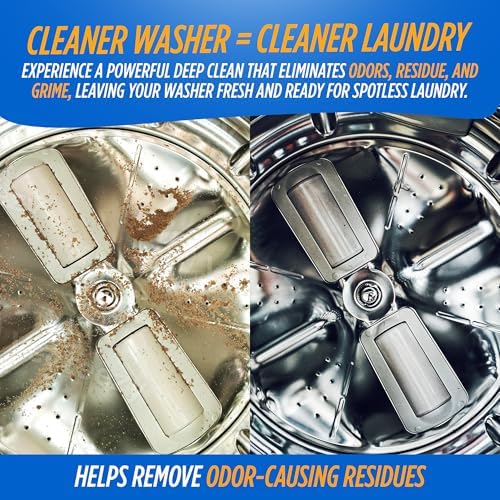 Septic safe washing machine cleaner with four cleanings per bottle
