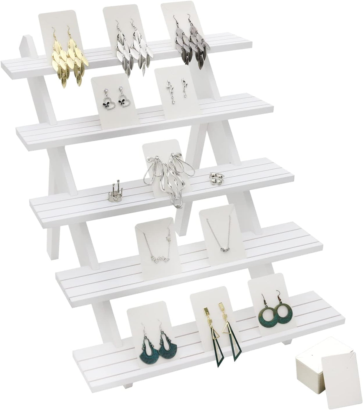 Sinyad wood earring display stand front view