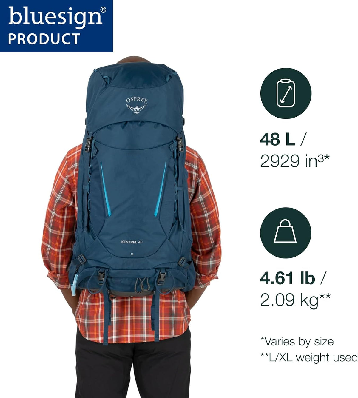 Side View Of Osprey Kestrel 48 Liter Hiking Rucksack Showing Mesh Water Bottle Pockets