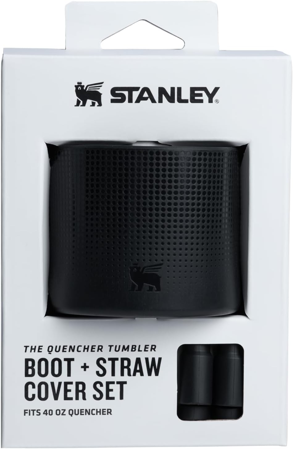Stanley Quencher boot and straw cover cap front view