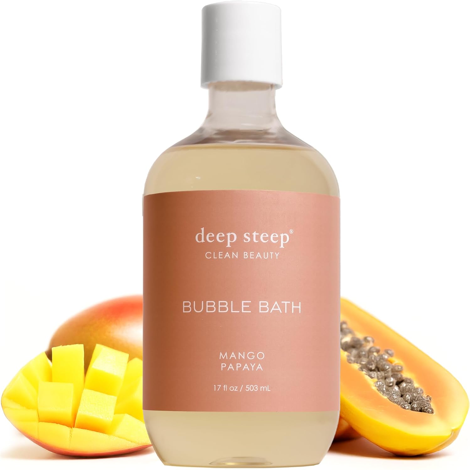 Deep Steep mango papaya bubble bath front view bottle