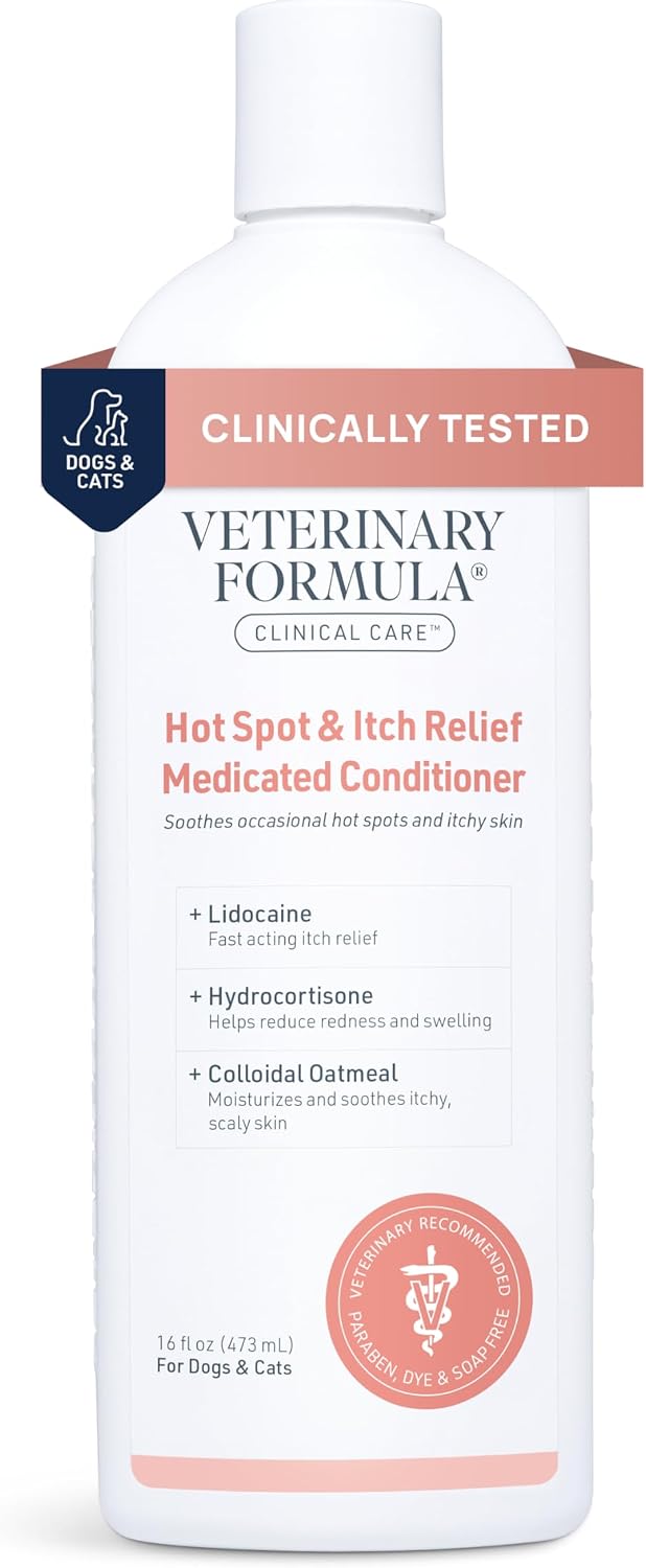 Veterinary Formula Clinical Care Hot Spot and Itch Relief Medicated Conditioner front view bottle