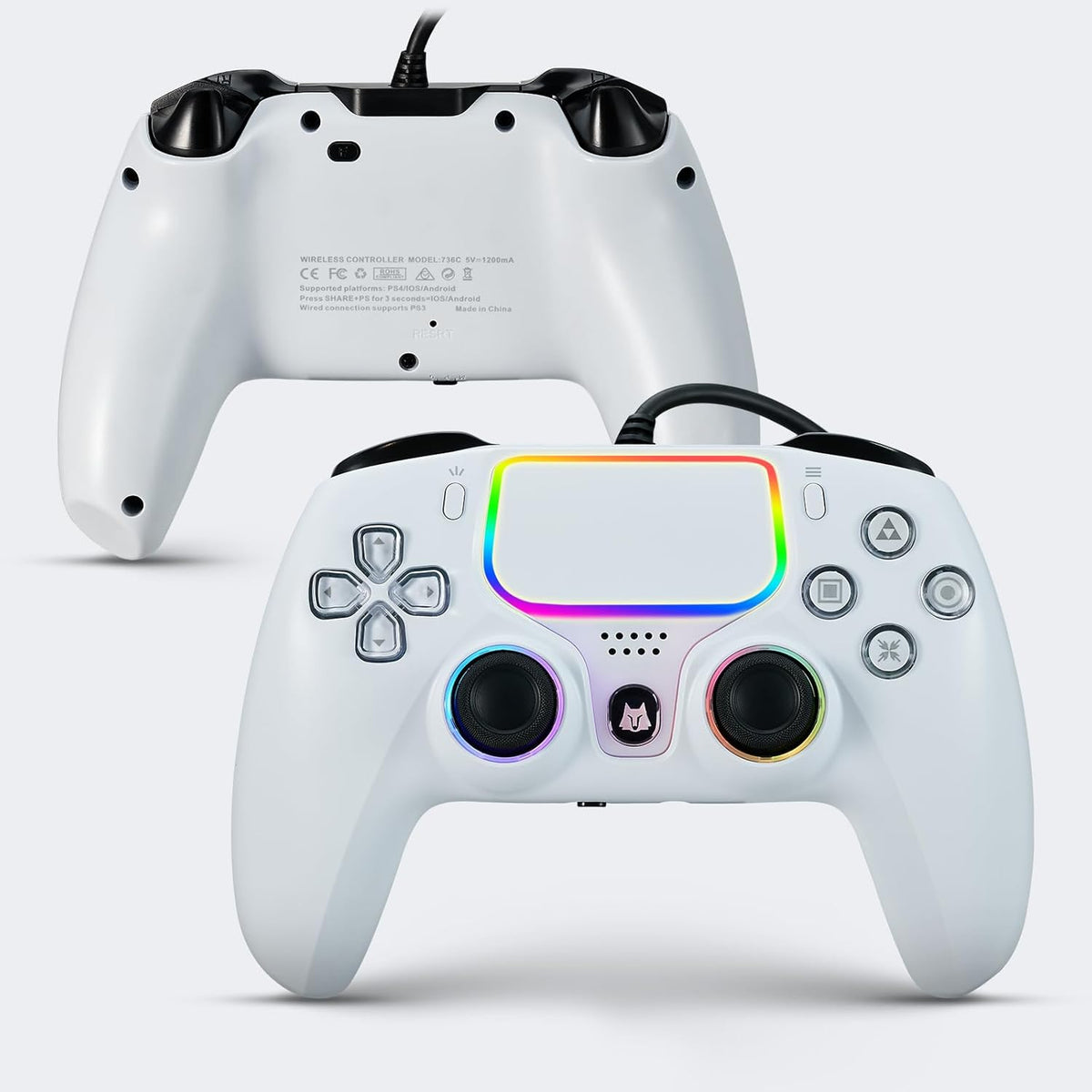 NBCP gaming wired controller pack of two front view in white finish for multi platform play.