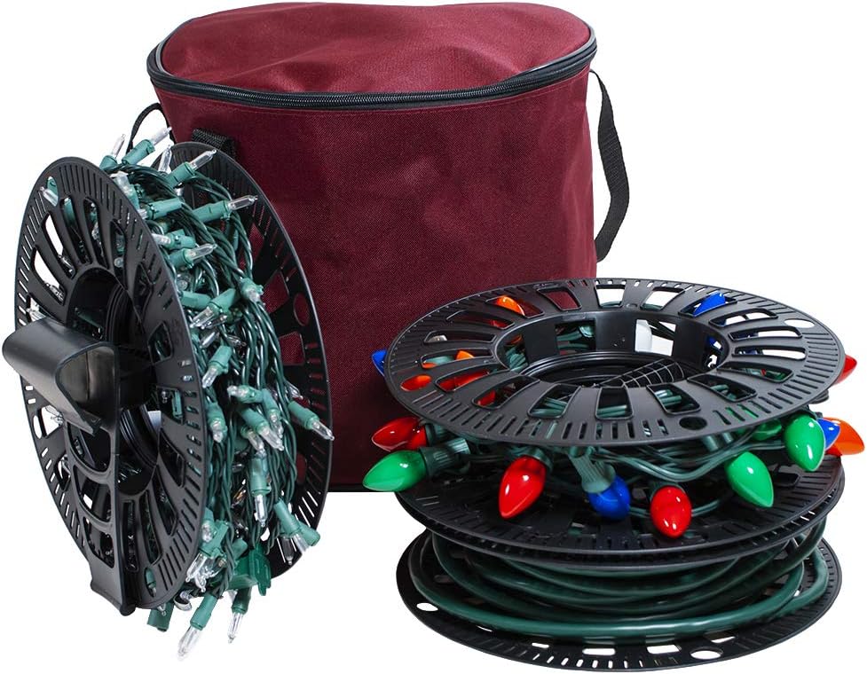 612 Vermont Christmas light storage reel holder front view bag and wheels