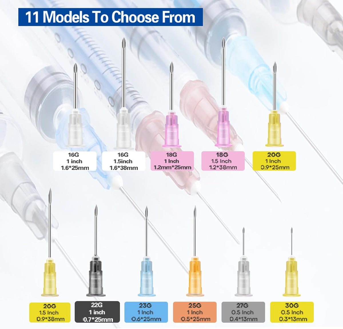 Godcreat needle packaging side profile showing specifications