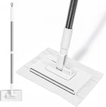 INWEJIA mini sweeper mop front view showing white flat head and silver handle
