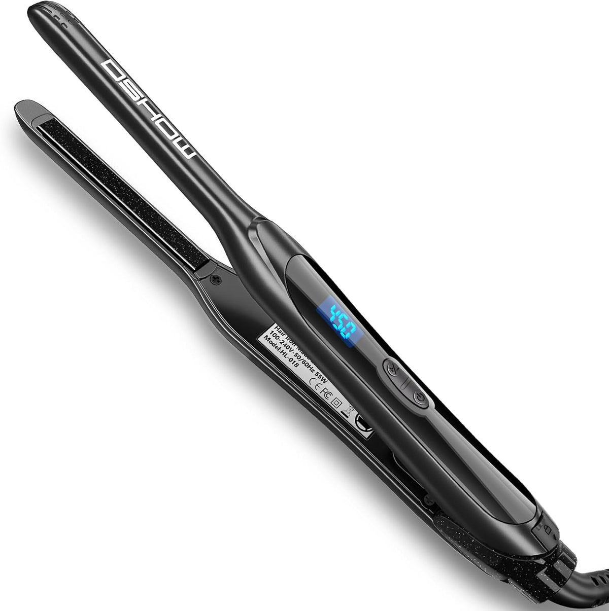 DSHOW Pencil Flat Iron, 3/10" Small Flat Irons for Short Hair, Pixie Cut and Bangs,Tourmaline Ceramic Mini Hair Straightener for Edges with Adjustable Temperature, Auto Shut Off (Black) - Image 1