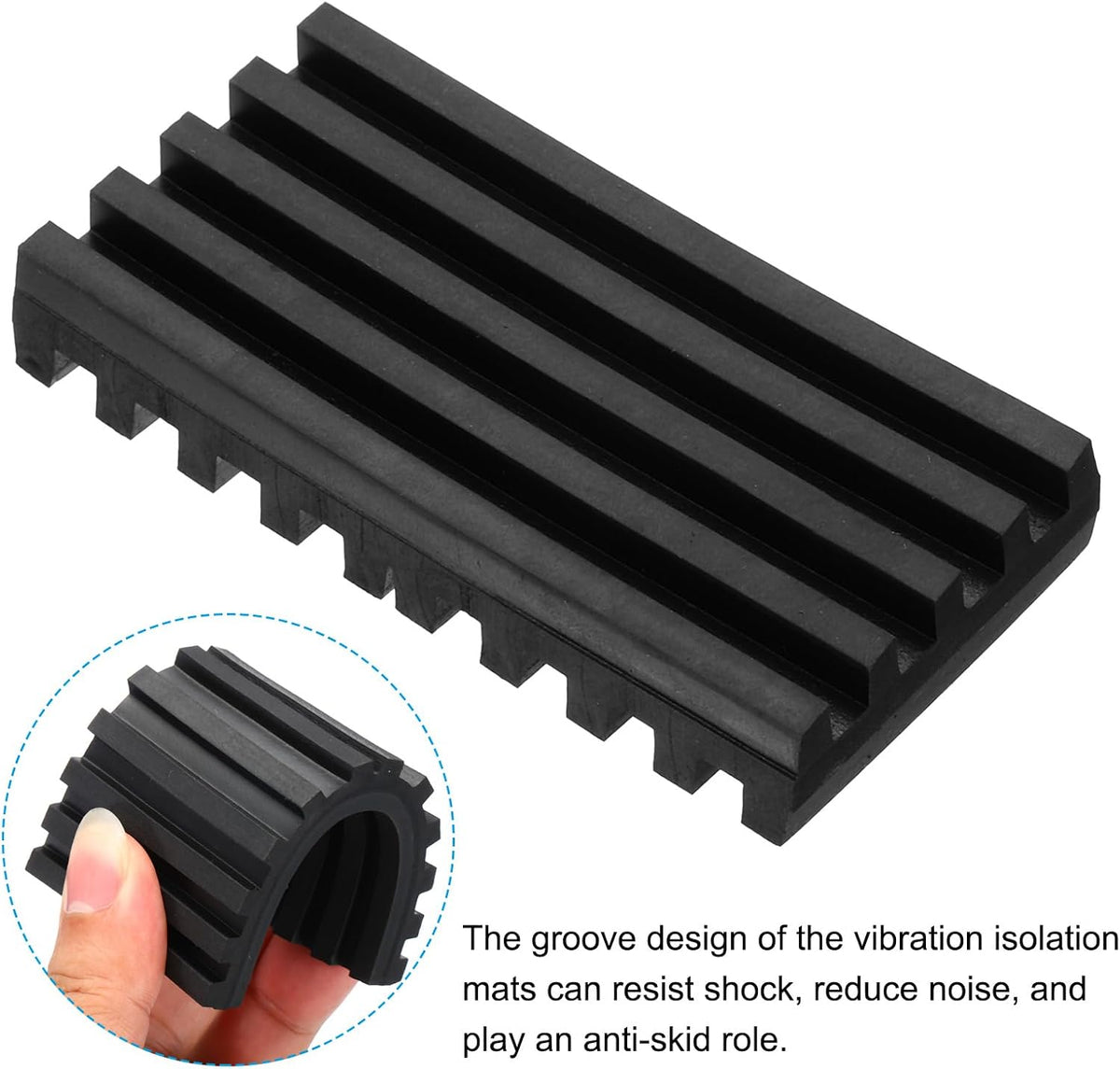 Side profile view showing thickness of anti vibration pads