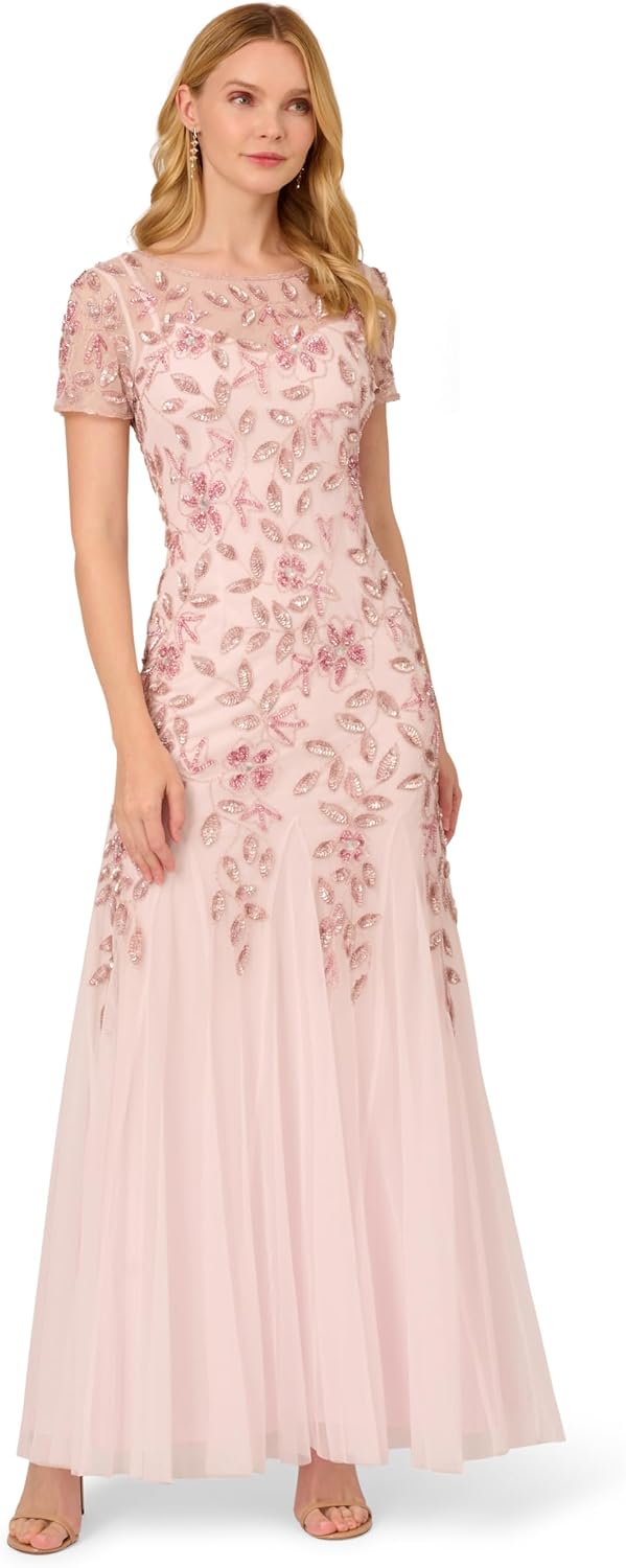 Adrianna Papell beaded party dress fabric texture
