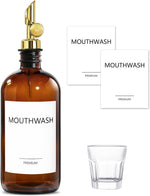 Mouthwash Dispenser for Bathroom, Glass Mouthwash Dispenser with Cup, Mouth Wash Container Bottle with Cup, Refillable Mouthwash Decanter, Clear,17oz,2 Pack - Image 11