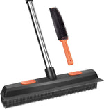 Conliwell rubber broom carpet rake front view for pet hair removal