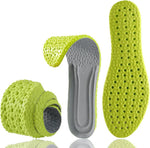 DSYSC Memory Foam Shoe Insoles front view showing lime green color and breathable holes.