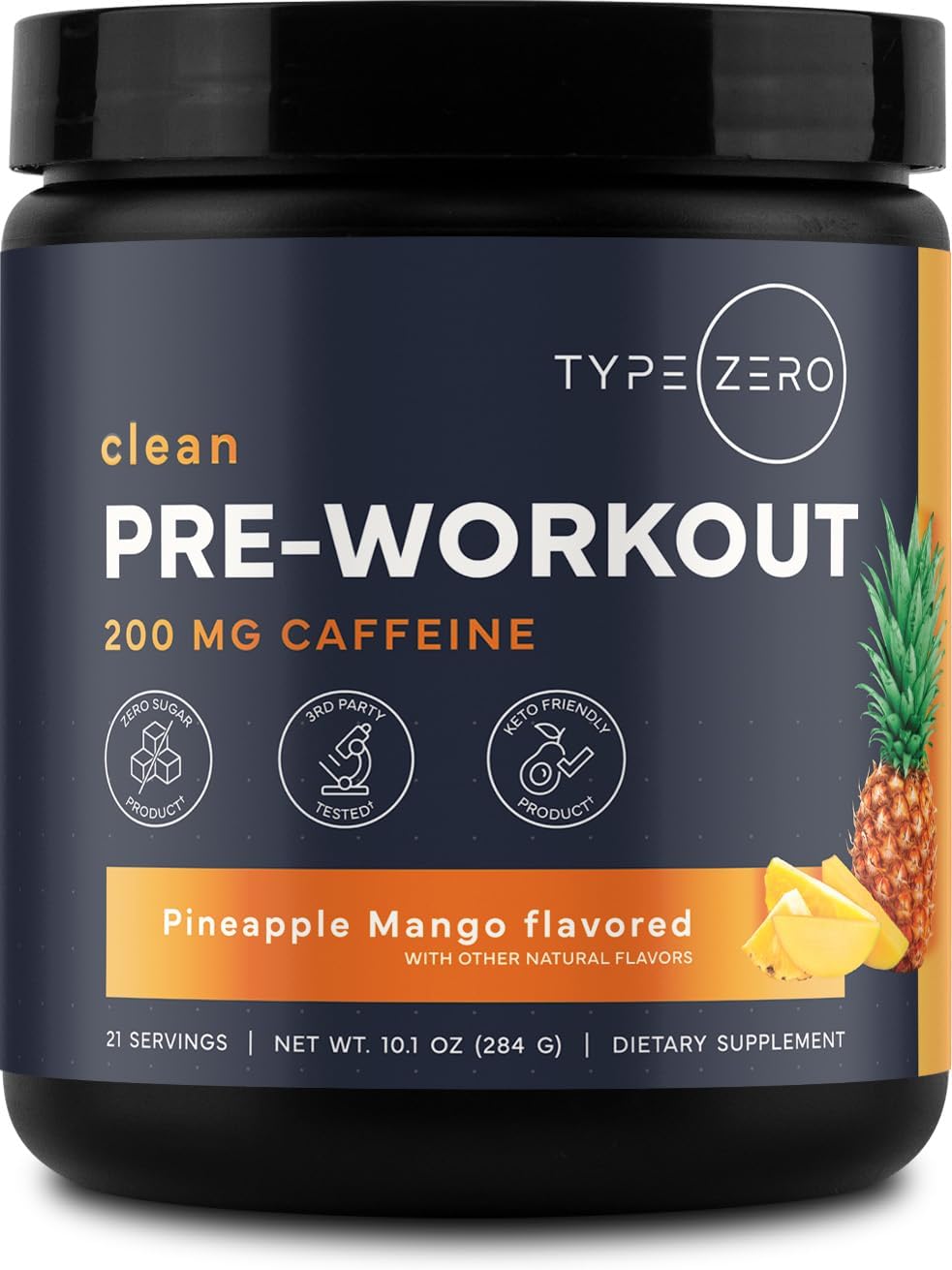 Type Zero Clean Pre Workout Powder front view supplement container