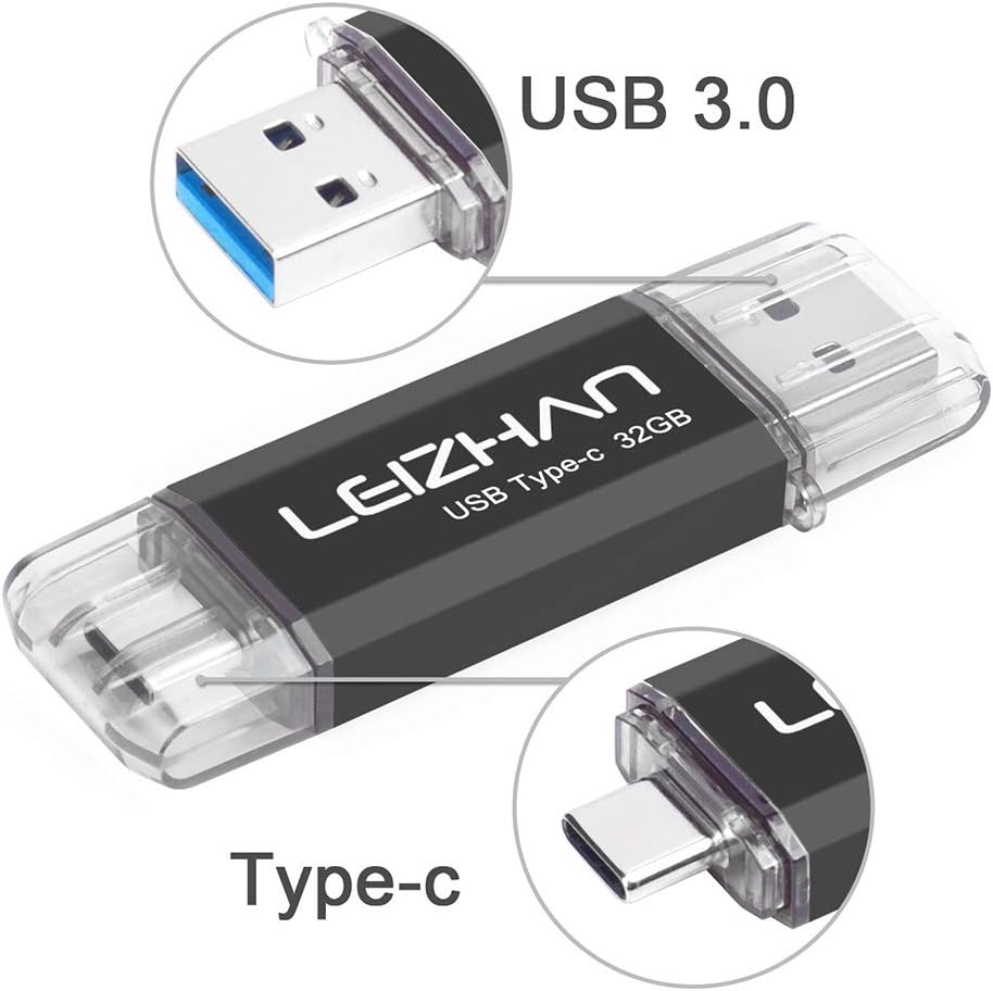 128GB USB 3.0 Flash Drive Thumb Drives Jump Drive Storage Memory Stick Type-C/USB 2 in 1 -Black - Image 9