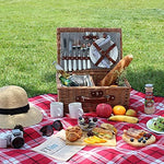 Zormy wicker picnic basket side angle with PU leather handle