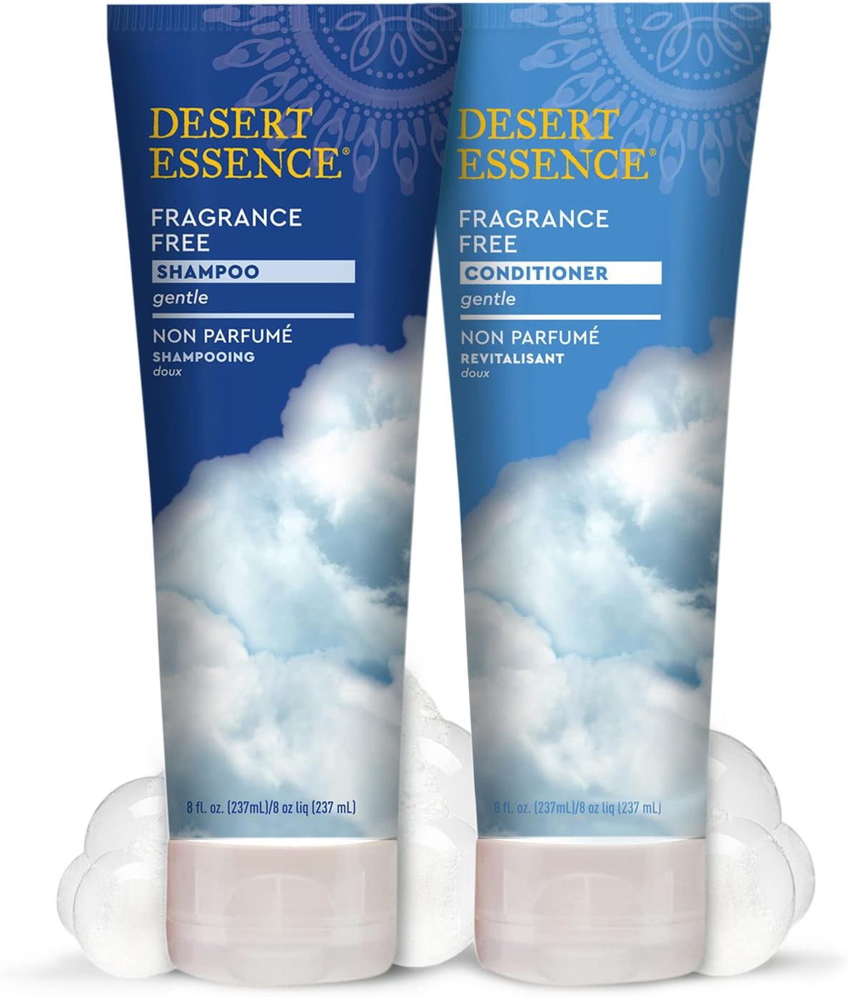 Desert Essence fragrance free shampoo trio pack ready for use