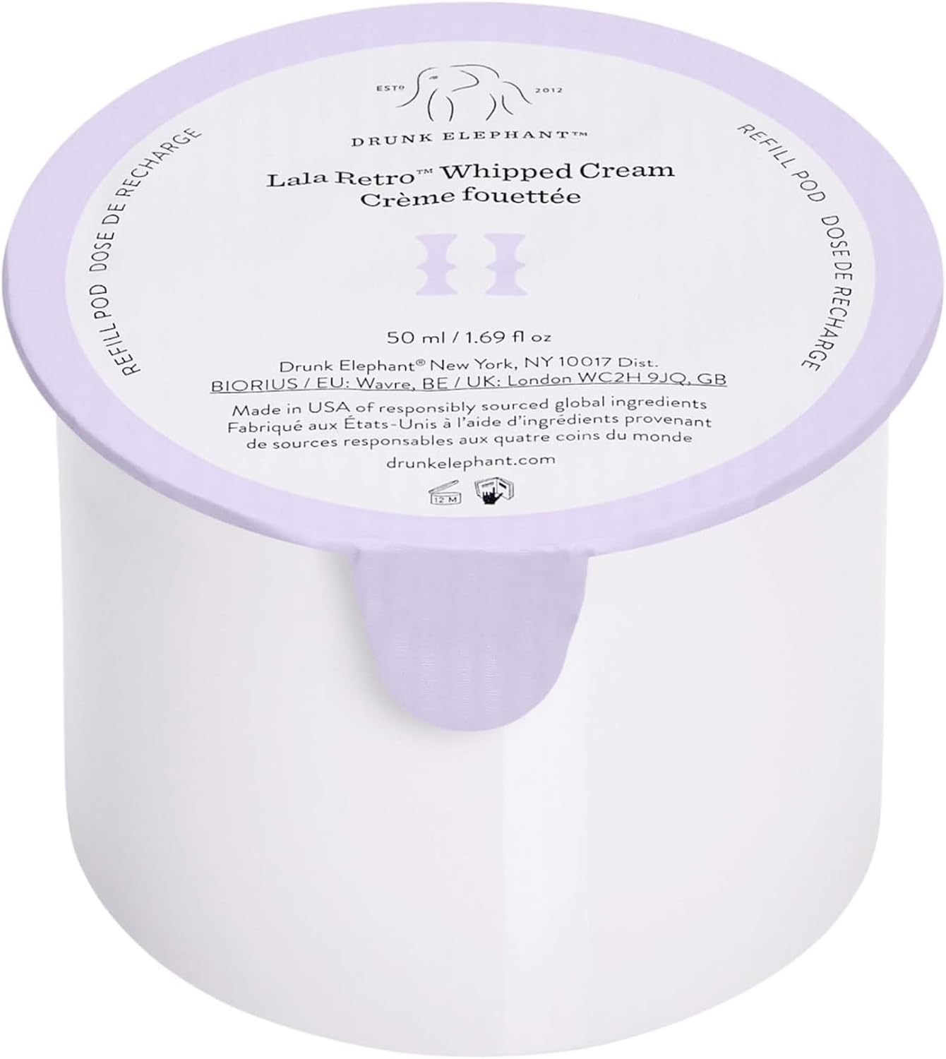 Drunk Elephant Lala Retro Whipped Cream jar front view