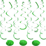 PatiCool green hanging swirl decorations front view pack on ceiling