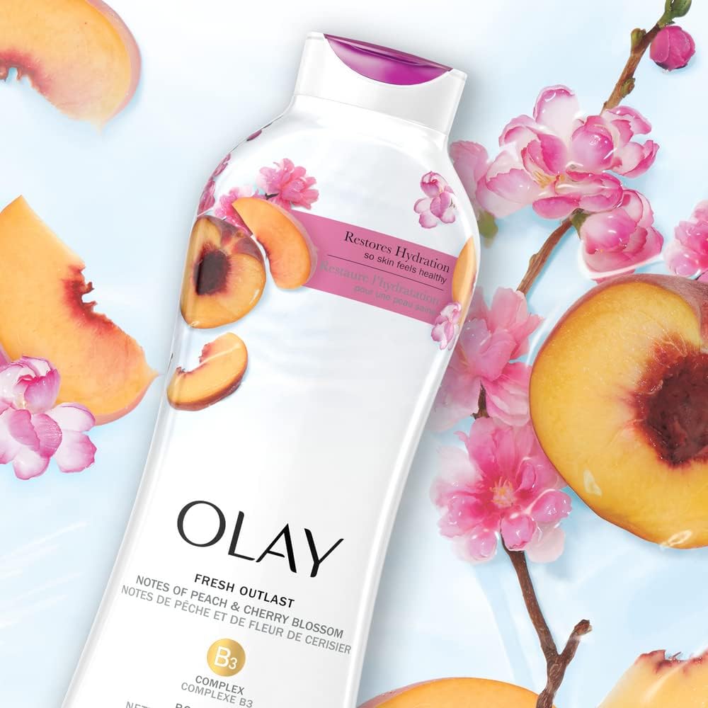 Olay peach and cherry blossom shower gel texture and lather