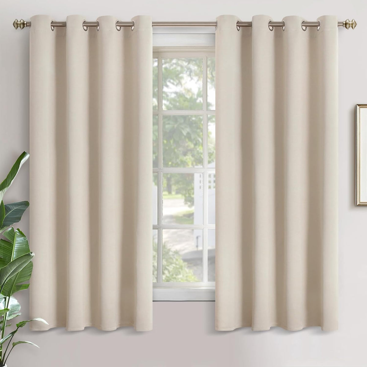 YoungsTex champagne blackout curtains front view room darkening drapes
