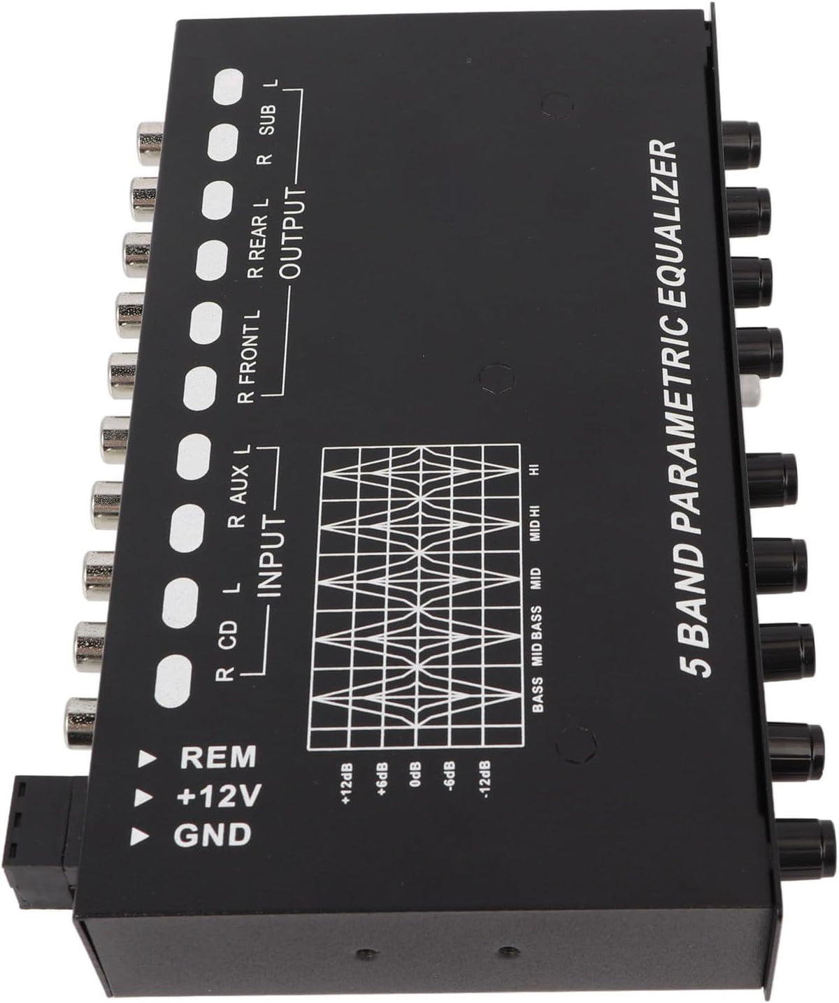 Car stereo equalizer connected with audio crossover amplifier