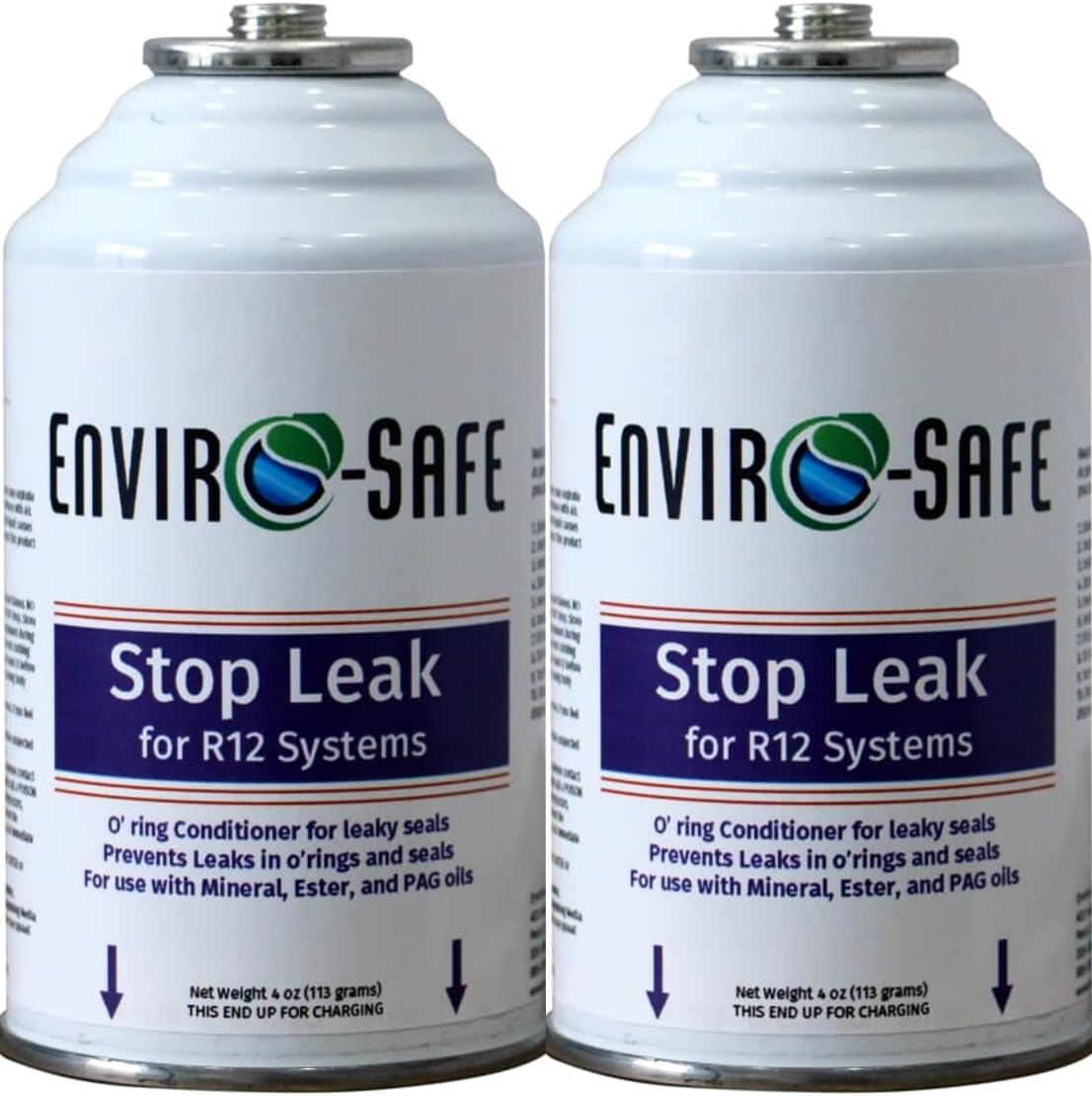 Cmebiz Enviro Safe StopLeak for R12 two can pack front view showcasing product labeling