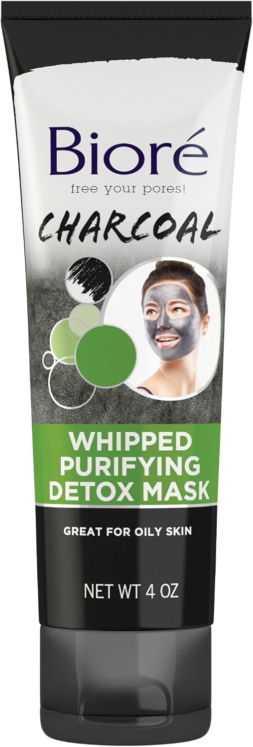 Biore Charcoal Whipped Purifying Detox Mask front view 4 ounce tube