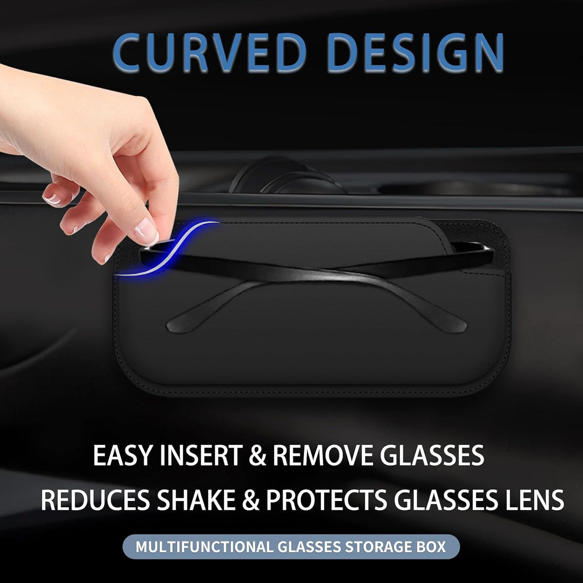 Tmengdao car glasses storage box showing magnetic closure flap