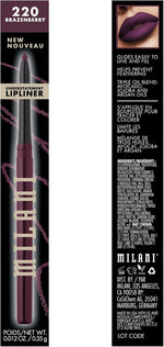 Highly pigmented retractable berry purple lip pencil showing the product tip.